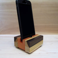 Travel phone dock, iPhone stand, wooden phone stand, charging stand, charging dock, simple phone dock, docking station, tech gift. F12