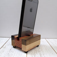 Small iPhone stand, phone dock, wooden phone stand, charging stand, charging dock, simple phone dock, docking station, tech gift. K17