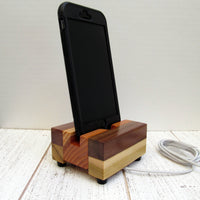 Compact phone dock, iPhone stand, wooden phone stand, charging stand, charging dock, simple phone dock, charging station, tech gift. P17