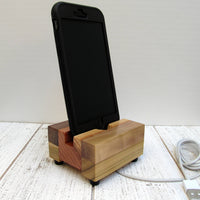 Tech gift, iPhone stand, single phone dock, wooden phone stand, charging stand, charging dock, simple phone dock, docking station. B18