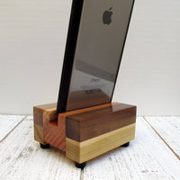 Tech gift, iPhone stand, single phone dock, wooden phone stand, charging stand, charging dock, simple phone dock, docking station. B18