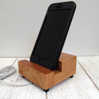 Wood charging stand, iPhone dock, Android dock, phone stand with charging hole, office gift, Christmas gift, tech lover gift, phone gift C18