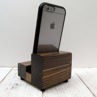 Single iPhone stand, cell phone stand, charging stand, docking station, charging station, wood phone stand, handmade, tech lover gift.  X7