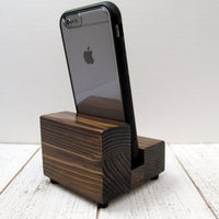 Single iPhone stand, cell phone stand, charging stand, docking station, charging station, wood phone stand, handmade, tech lover gift.  X7