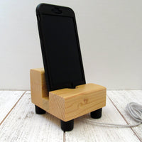 Phone charging stand, natural wood, cell phone dock, charging station, modern phone stand, desktop phone charger, iPhone dock, universal T8