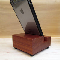 iPhone stand, simple phone dock, universal phone charger, mahogany wood iPhone dock, cell phone stand, iPhone X, iPhone 8, iPhone 7. Y14