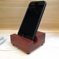 iPhone stand, simple phone dock, universal phone charger, mahogany wood iPhone dock, cell phone stand, iPhone X, iPhone 8, iPhone 7. Y14