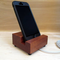 iPhone stand, simple phone dock, universal phone charger, mahogany wood iPhone dock, cell phone stand, iPhone X, iPhone 8, iPhone 7. Y14