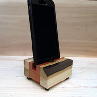 iPhone stand, phone dock, wooden phone stand, charging stand, charging dock, simple phone dock, docking station, travel charging stand. R10