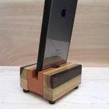 Compact iPhone stand, phone dock, wooden phone stand, charging stand, charging dock, simple phone dock, docking station travel.  A12