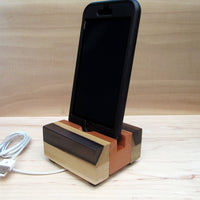 Travel phone dock, iPhone stand, wooden phone stand, charging stand, charging dock, simple phone dock, docking station, tech gift. F12