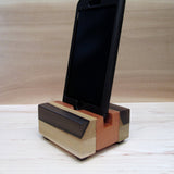 Travel phone dock, iPhone stand, wooden phone stand, charging stand, charging dock, simple phone dock, docking station, tech gift. F12