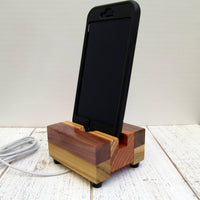 Compact phone dock, iPhone stand, wooden phone stand, charging stand, charging dock, simple phone dock, charging station, tech gift. P17