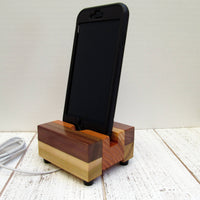 Compact phone dock, iPhone stand, wooden phone stand, charging stand, charging dock, simple phone dock, charging station, tech gift. P17