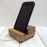 Cell phone stand, iphone dock, charging dock, desk charging stand, bedside phone dock, poplar wood, wooden phone holder, gift for him. C18