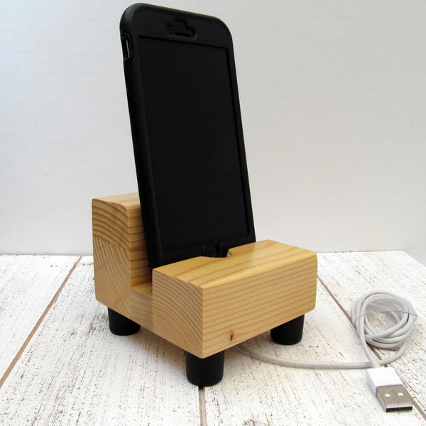 iphone dock, cell phone stand, charging stand, iphone 7 stand, samsung dock, wood phone holder, wooden phone dock, universal design. V8