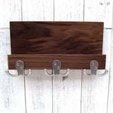 Pure Walnut entryway organizer, walnut mail and key holder, wall key rack, key hanger, key storage, leash hanger, wooden mail organizer. G21