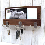 Pure Walnut entryway organizer, walnut mail and key holder, wall key rack, key hanger, key storage, leash hanger, wooden mail organizer. G21