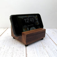 Walnut iPhone charging stand, wood iphone dock, iphone 7 stand, iphone 6s plus, cell phone stand, wooden phone holder, tech lover gift. W21