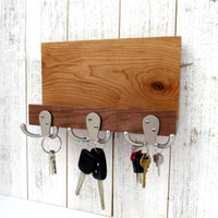 Modern entryway organizer, wooden mail and key holder, wall key rack, key hanger, key storage, leash hanger, wooden mail organizer.  G22