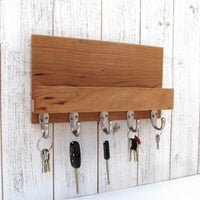 Modern entryway organizer, wood mail and key holder, wall key rack, key hanger, key storage, leash hanger, wooden mail organizer.  H22