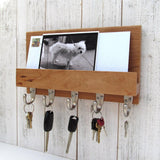 Modern entryway organizer, wood mail and key holder, wall key rack, key hanger, key storage, leash hanger, wooden mail organizer.  H22