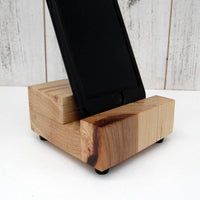 Hickory wood phone stand, iPhone charging dock, simple phone stand, bedside charging stand, desktop phone charger, office gift.  L22