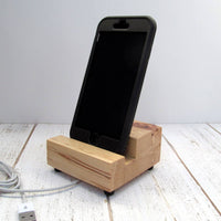 iPhone charging stand, wood phone dock, smartphone stand, cell phone stand, charging station, desktop phone stand, bedside phone charger M22