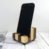 iPhone stand, checkerboard phone stand, wooden phone charger, iPhone 8, iPhone 7, iPhone plus, charging dock, docking station. L11