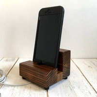 Universal phone stand, redwood iPhone dock, charging stand, phone display stand, iPhone X, iPhone 8, iPhone 7, iPhone 7 plus, iPhone 6S. V13