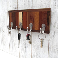 Mixed hardwood key rack, entryway organizer, mail and key holder, wall key rack, key hanger, key storage, gift for home, housewarming. B19