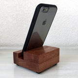 Mahogany wood phone dock, tech lover gift, universal charging stand, simple phone stand, bedside charging dock, gift for tech lover. Q14