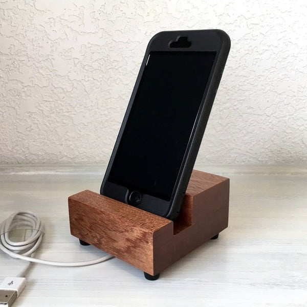 Pure mahogany phone stand, iPhone dock, universal charger, iPhone stand, iPhone X, iPhone 7, iPhone 6, iPhone plus, tech lover gift. U14