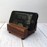 Walnut iPhone charging stand, wood iphone dock, iphone 7 stand, iphone 6s plus, cell phone stand, wooden phone holder, tech lover gift. W21