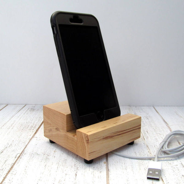 iPhone charging stand, wood phone dock, smartphone stand, cell phone stand, charging station, desktop phone stand, bedside phone charger M22