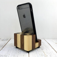 iPhone stand, checkerboard phone stand, wooden phone charger, iPhone 8, iPhone 7, iPhone plus, charging dock, docking station. L11