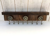 Solid Walnut necklace organizer, jewelry rack for wall, key rack, jewelry shelf, necklace hanger, wooden jewelry rack, walnut wall rack. D20