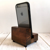 Universal phone stand, redwood iPhone dock, charging stand, phone display stand, iPhone X, iPhone 8, iPhone 7, iPhone 7 plus, iPhone 6S. V13