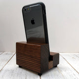 Universal phone stand, redwood iPhone dock, charging stand, phone display stand, iPhone X, iPhone 8, iPhone 7, iPhone 7 plus, iPhone 6S.  Y8