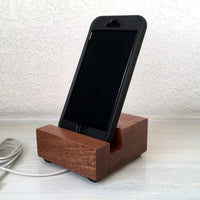 Mahogany wood phone dock, tech lover gift, universal charging stand, simple phone stand, bedside charging dock, gift for tech lover. Q14