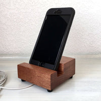 Mahogany iPhone charging stand, wood iphone dock, iphone X dock, iphone 7 stand, iphone 6s plus, cell phone stand, phone holder. J14