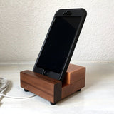 Walnut cherry iPhone charging stand, wood iphone dock, iphone 7 stand, iphone 6s plus, cell phone stand, wooden phone holder, tech gift. T14