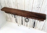 Solid walnut jewelry rack for wall, jewelry organizer, necklace hanger, necklace display, necklace rack, wall key rack, gift for her.  L23