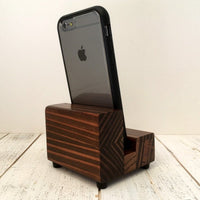 Universal phone stand, redwood iPhone dock, charging stand, phone display stand, iPhone X, iPhone 8, iPhone 7, iPhone 7 plus, iPhone 6S.  V9