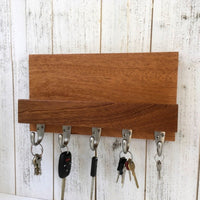 Mahogany wood entryway organizer, key rack for wall, mail and key, key hanger, leash hanger, wooden mail organizer, modern decor. L21