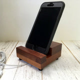 iPhone charging stand, docking stand, wood iPhone stand, iphone 7, iphone 6s plus, cell phone stand, wooden phone holder, tech gift. N15