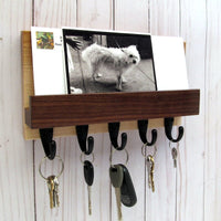 Modern entryway organizer, wood mail and key holder, wall key rack, key hanger, key storage, leash hanger, wooden mail organizer, gift. B20