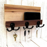 Hickory entryway organizer, mail and key holder, wall key rack, key hanger, key storage, leash hanger, wooden mail organizer, hickory. T19