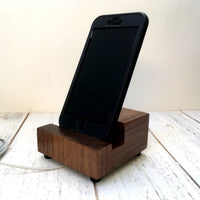 Walnut phone stand, iPhone stand, simple phone stand, iPhone X dock, iPhone 7, iPhone plus, mobile phone stand, gift for tech lover. J23