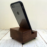 Walnut phone stand, iPhone stand, simple phone stand, iPhone X dock, iPhone 7, iPhone plus, mobile phone stand, gift for tech lover. J23